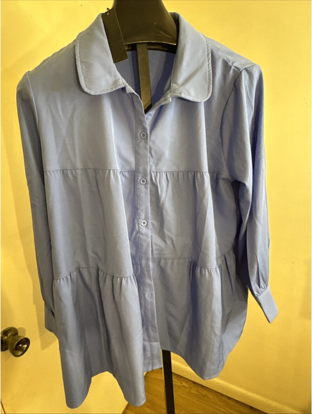 Zanzea Women's Blouse Size Xxl Long Sleeve Blue Button Down